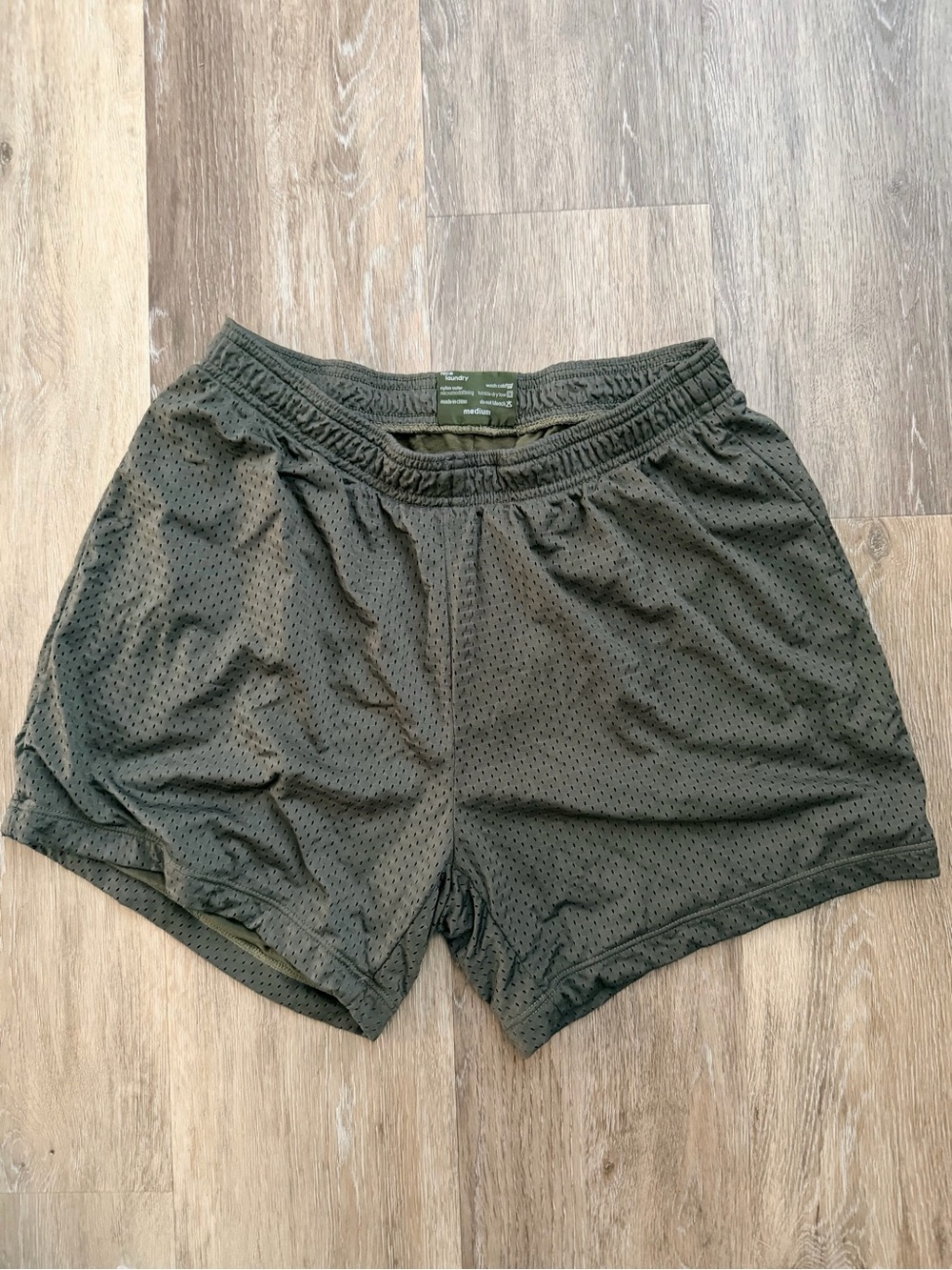 Nice Laundry Olive Green Mesh Athletic Shorts